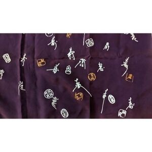 Vintage Edozome Japan Square Scarf Cloth Tapestry Purple 28 Inches